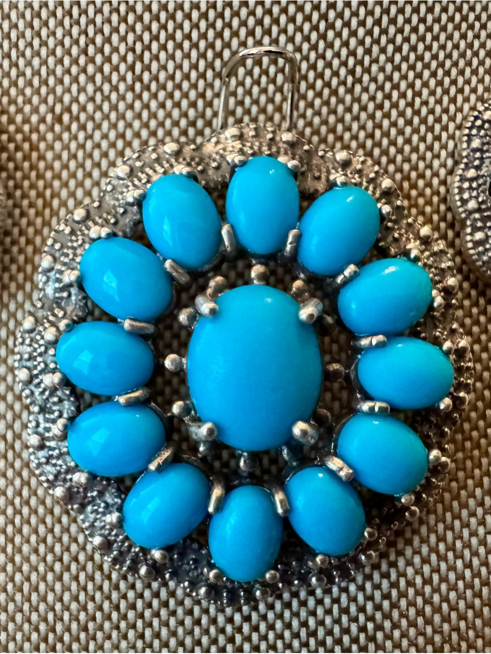Gorgeous Sleeping Beauty Turquoise Silver Pendant n Earring Suite - Picture 2 of 15